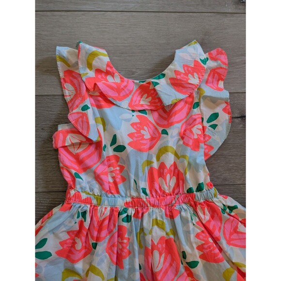 J Crew Crewcuts Flutter Sleeve Pink Blue Floral Dress Kids Girls Size 7 - Picture 3 of 8